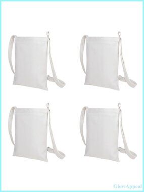 4 Pack Small Crossbody Canvas Zipper Bags DIY Craft Adjustable Strap